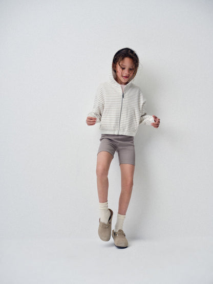 Dsiney Kidz - The Set 6 Piece Jersey Zip Through Hoodie Crew Oversized T-Shirt Short Rib Vest and Cycling Shorts Set Pink/Cream/Brown image 6