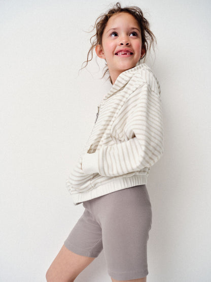 Dsiney Kidz - The Set 6 Piece Jersey Zip Through Hoodie Crew Oversized T-Shirt Short Rib Vest and Cycling Shorts Set Pink/Cream/Brown image 9