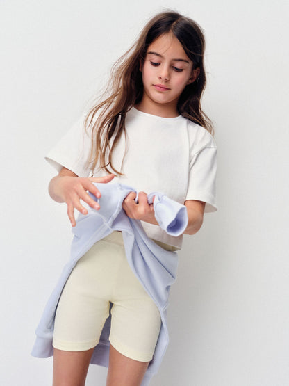 Dsiney Kidz - The Set 6 Piece Jersey Zip Through Bomber Crew Oversized T-Shirt Short Rib Vest and Cycling Shorts Set Blue/Yellow/White image 8