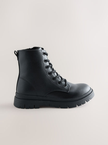 Black Matt Standard Fit (F) Warm Lined Lace-Up Boots image 2