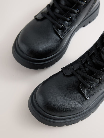 Black Matt Wide Fit (G) Warm Lined Lace-Up Boots image 5