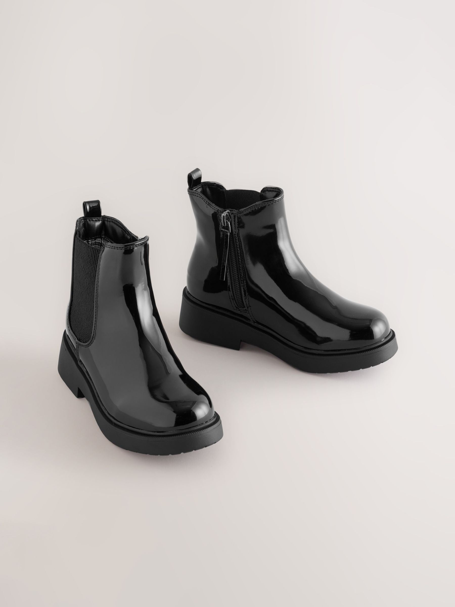 Black Patent Standard Fit (F) Chelsea Ankle Boots image 1