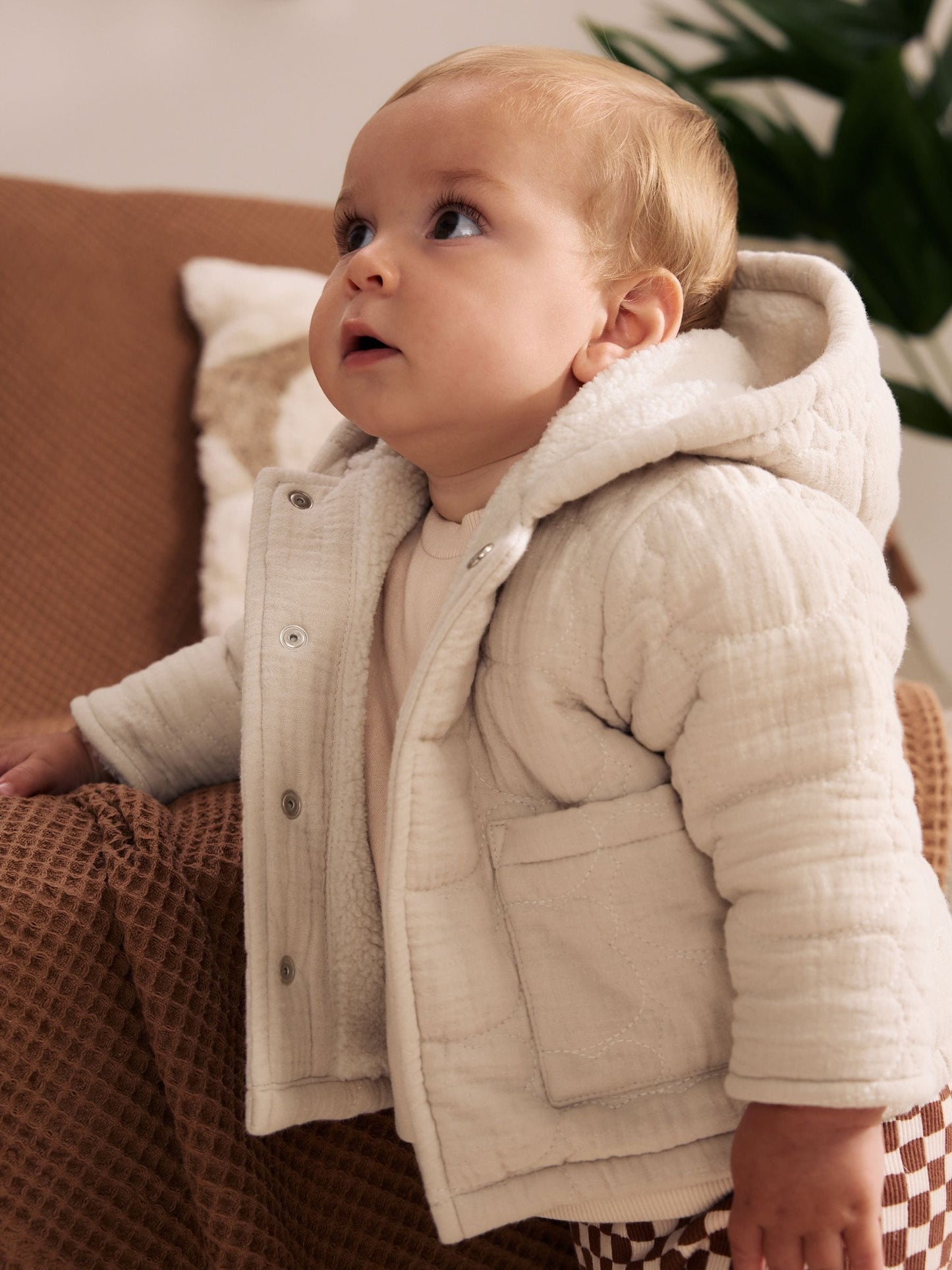 Dsiney Kidz - Cream Crinkle Bear Face Quilted Baby Jacket image 1
