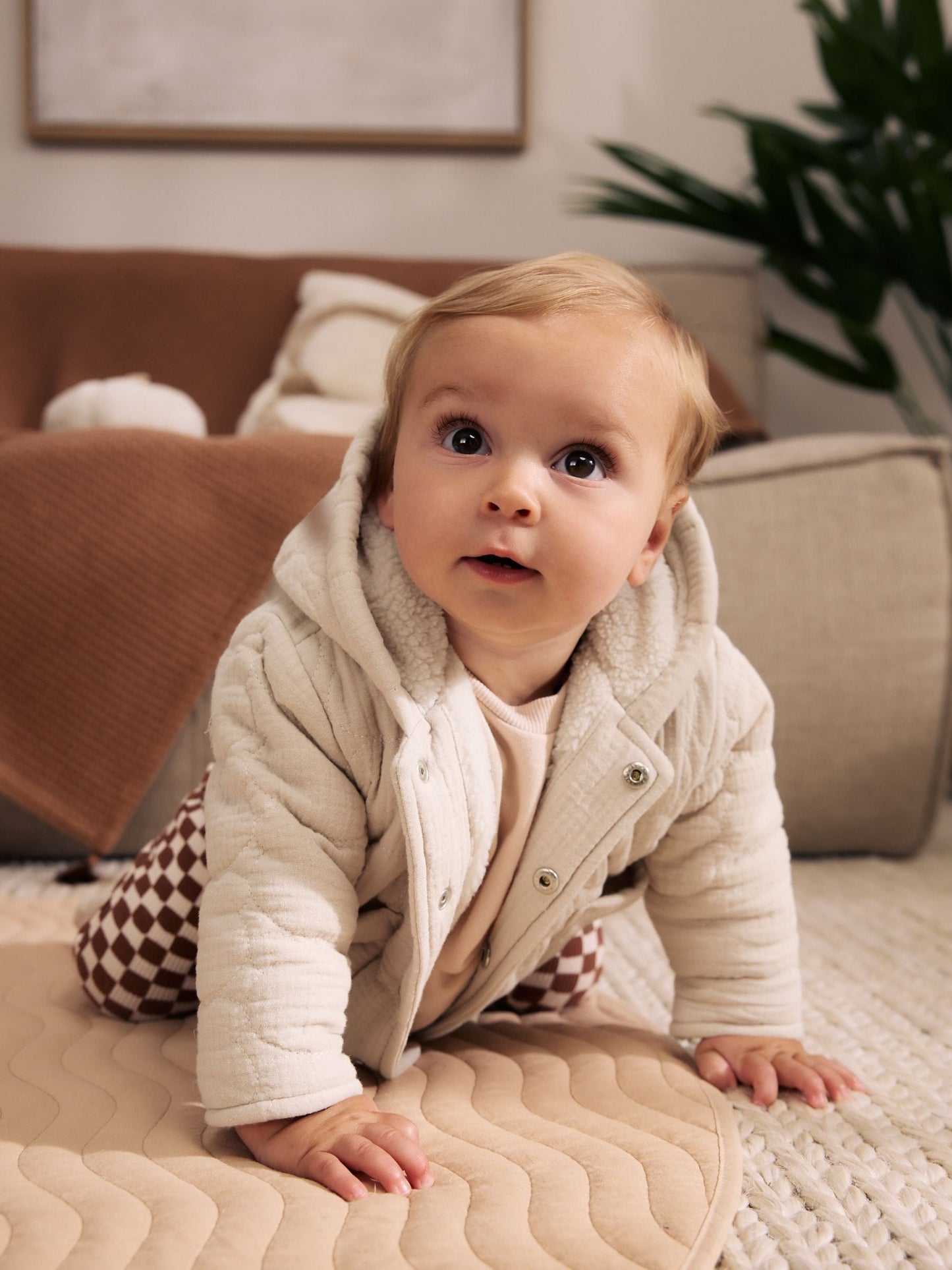 Dsiney Kidz - Cream Crinkle Bear Face Quilted Baby Jacket image 2