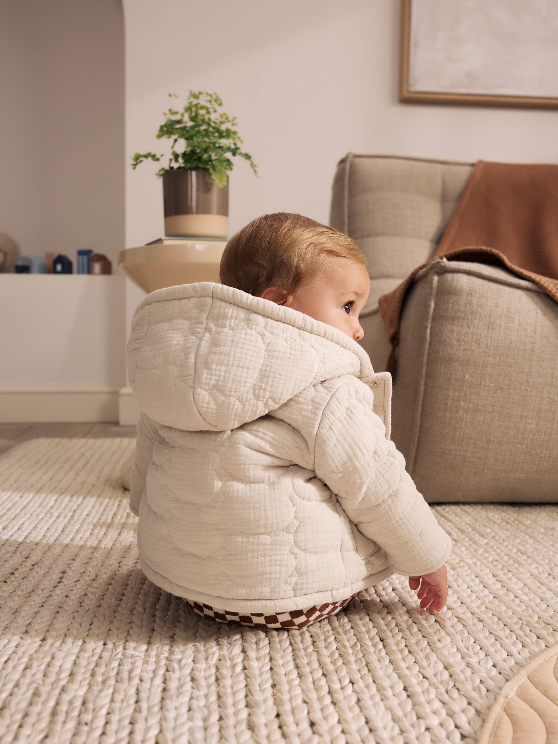Dsiney Kidz - Cream Crinkle Bear Face Quilted Baby Jacket image 3