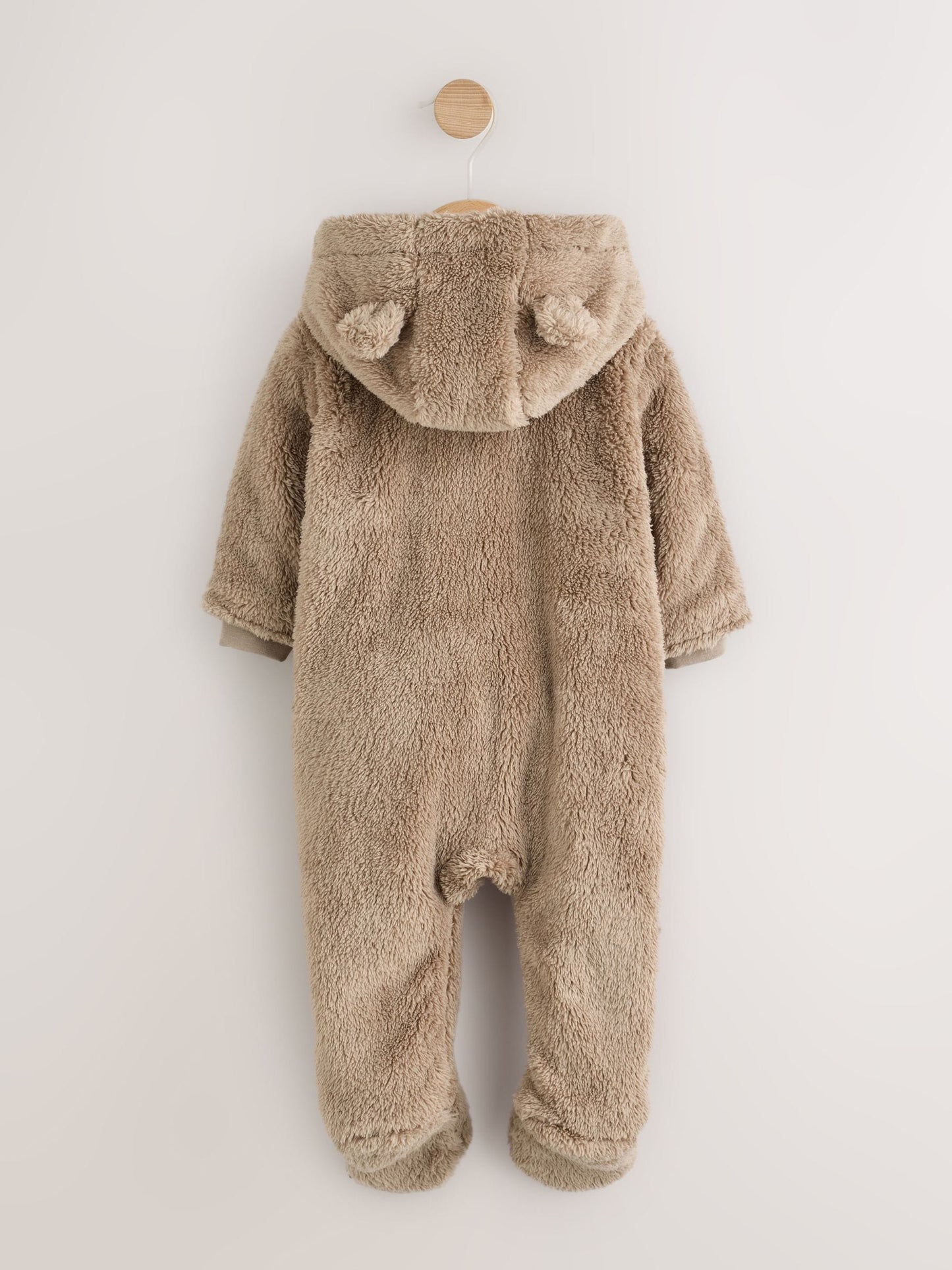 Brown Fleece Hooded Baby Pramsuit image 3