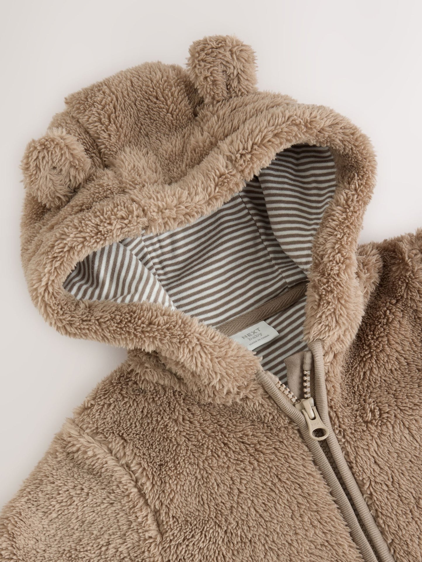 Brown Fleece Hooded Baby Pramsuit image 5