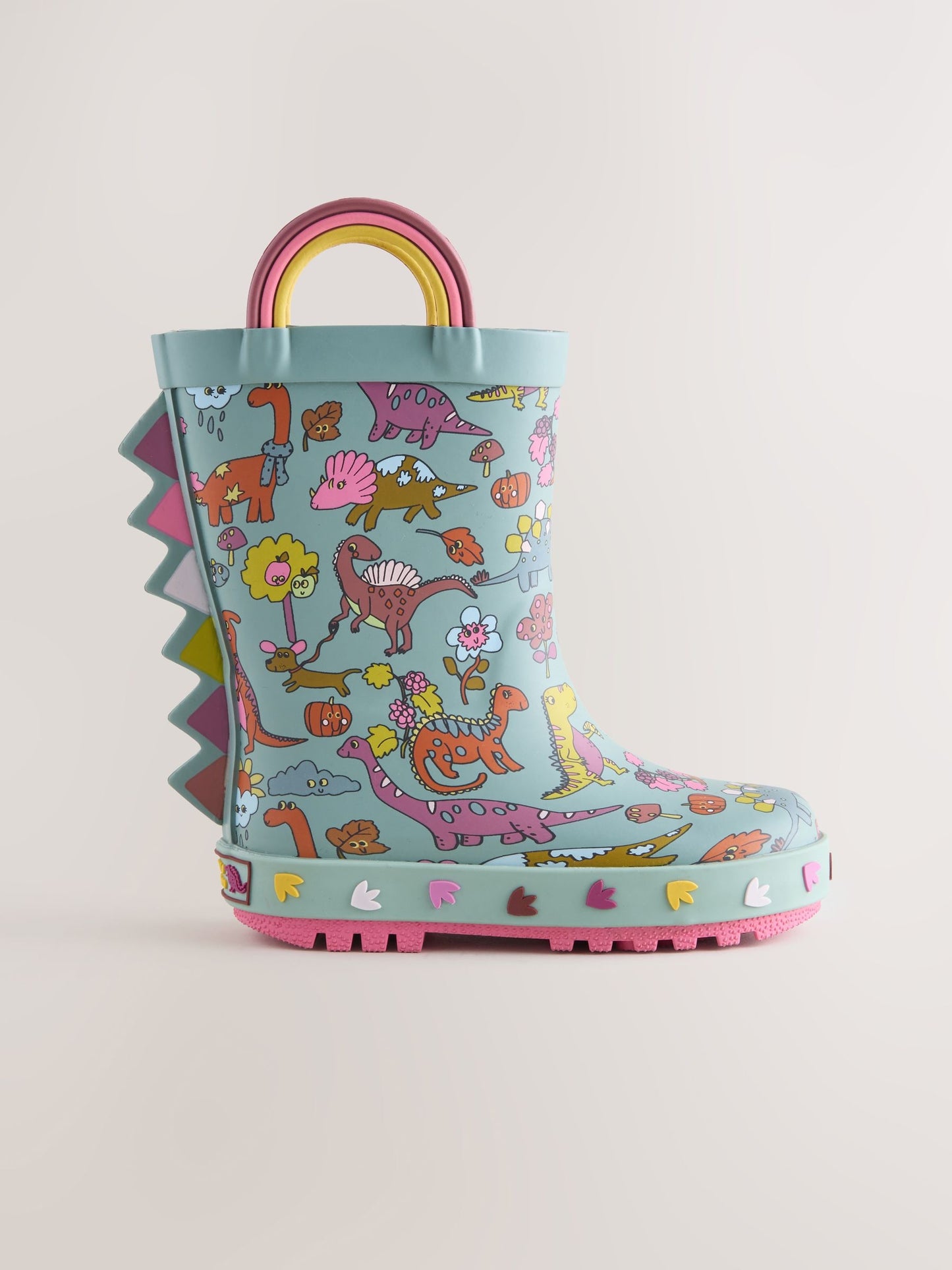 Teal Blue Dinosaur Handle Wellies image 2