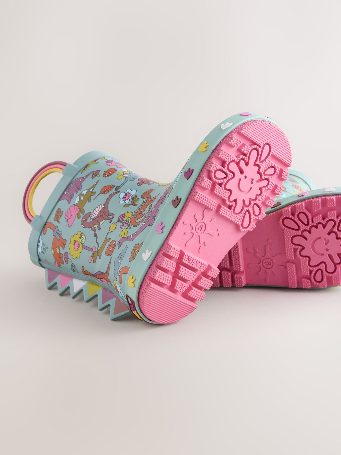 Teal Blue Dinosaur Handle Wellies image 3