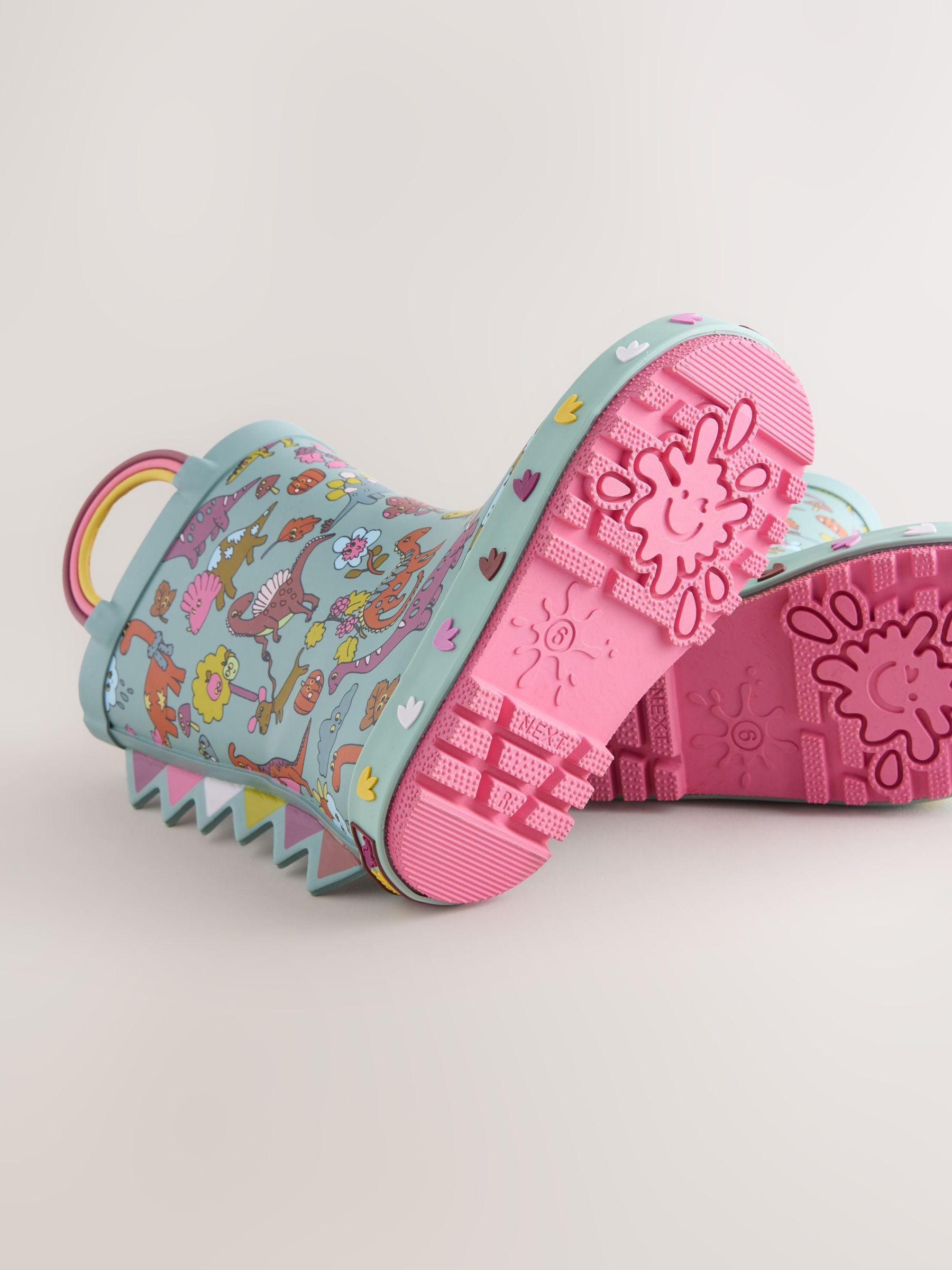 Teal Blue Dinosaur Handle Wellies image 3