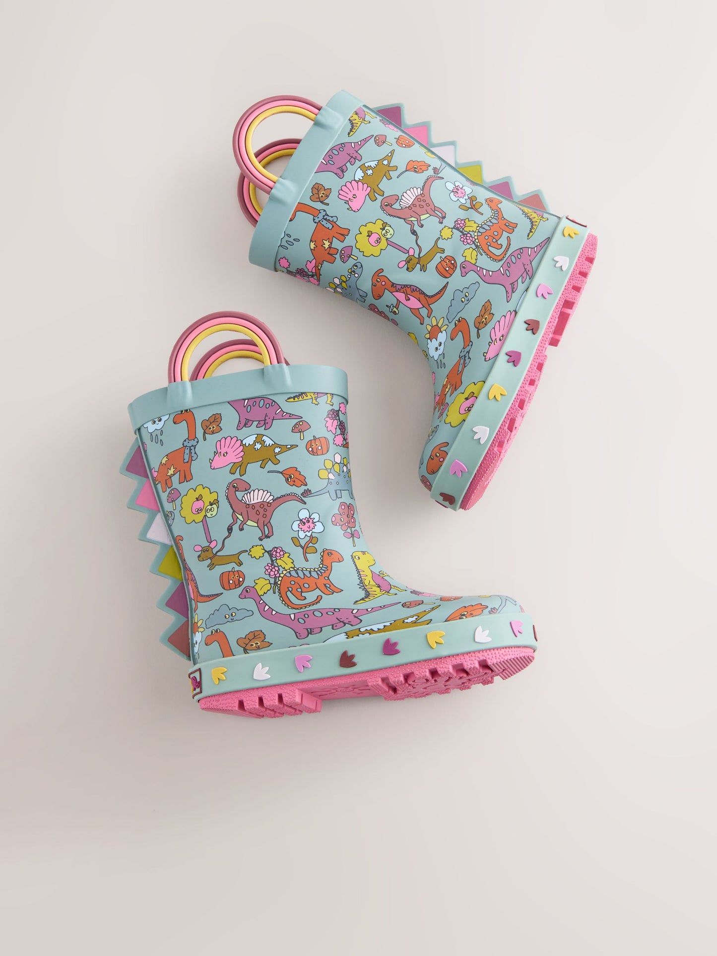 Teal Blue Dinosaur Handle Wellies image 5