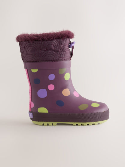Dsiney Kidz - Purple Spot Thinsulate Lined Cuff Wellies image 2