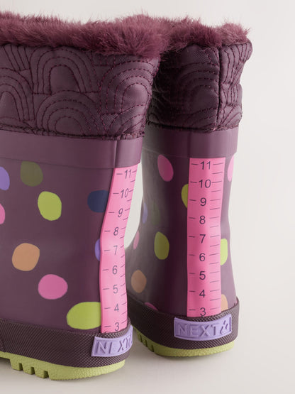 Dsiney Kidz - Purple Spot Thinsulate Lined Cuff Wellies image 4