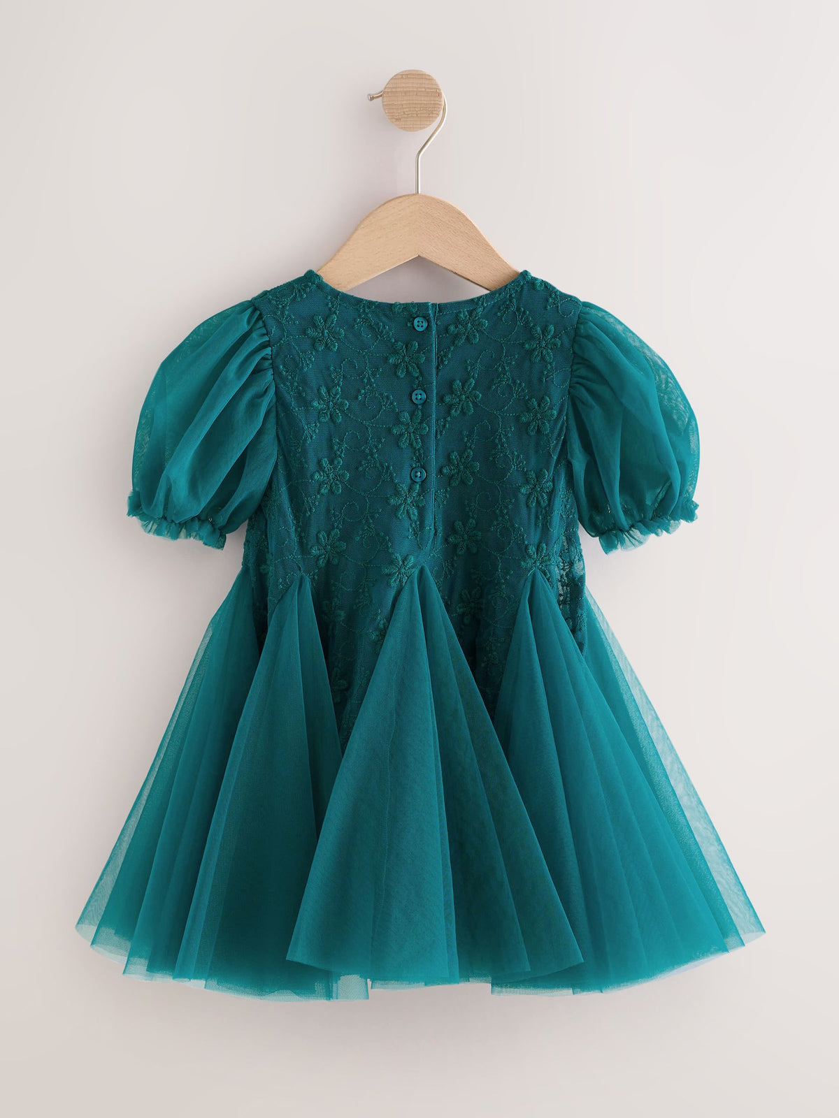 Teal Blue 3D Flower Godet Occasion Dress (3mths-8yrs) - image 10