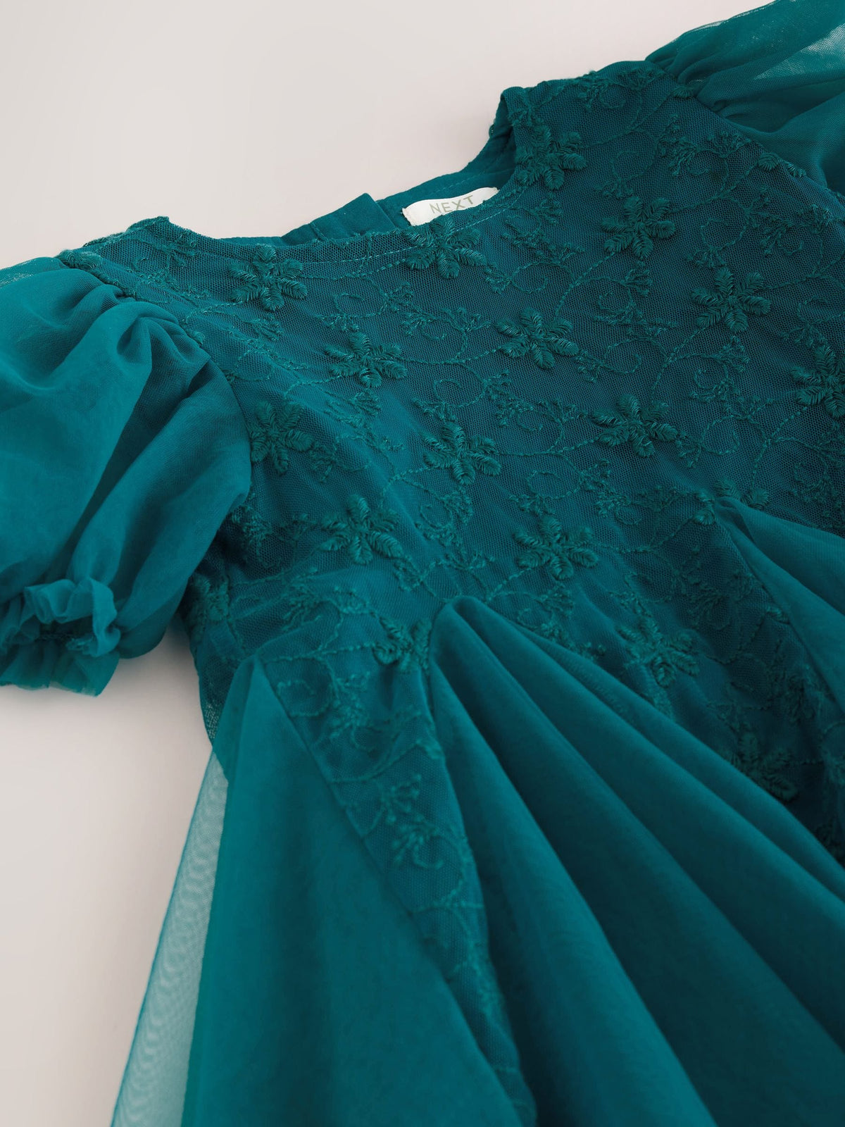 Teal Blue 3D Flower Godet Occasion Dress (3mths-8yrs) - image 11