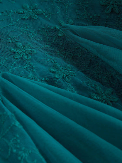 Teal Blue 3D Flower Godet Occasion Dress (3mths-8yrs) - image 12