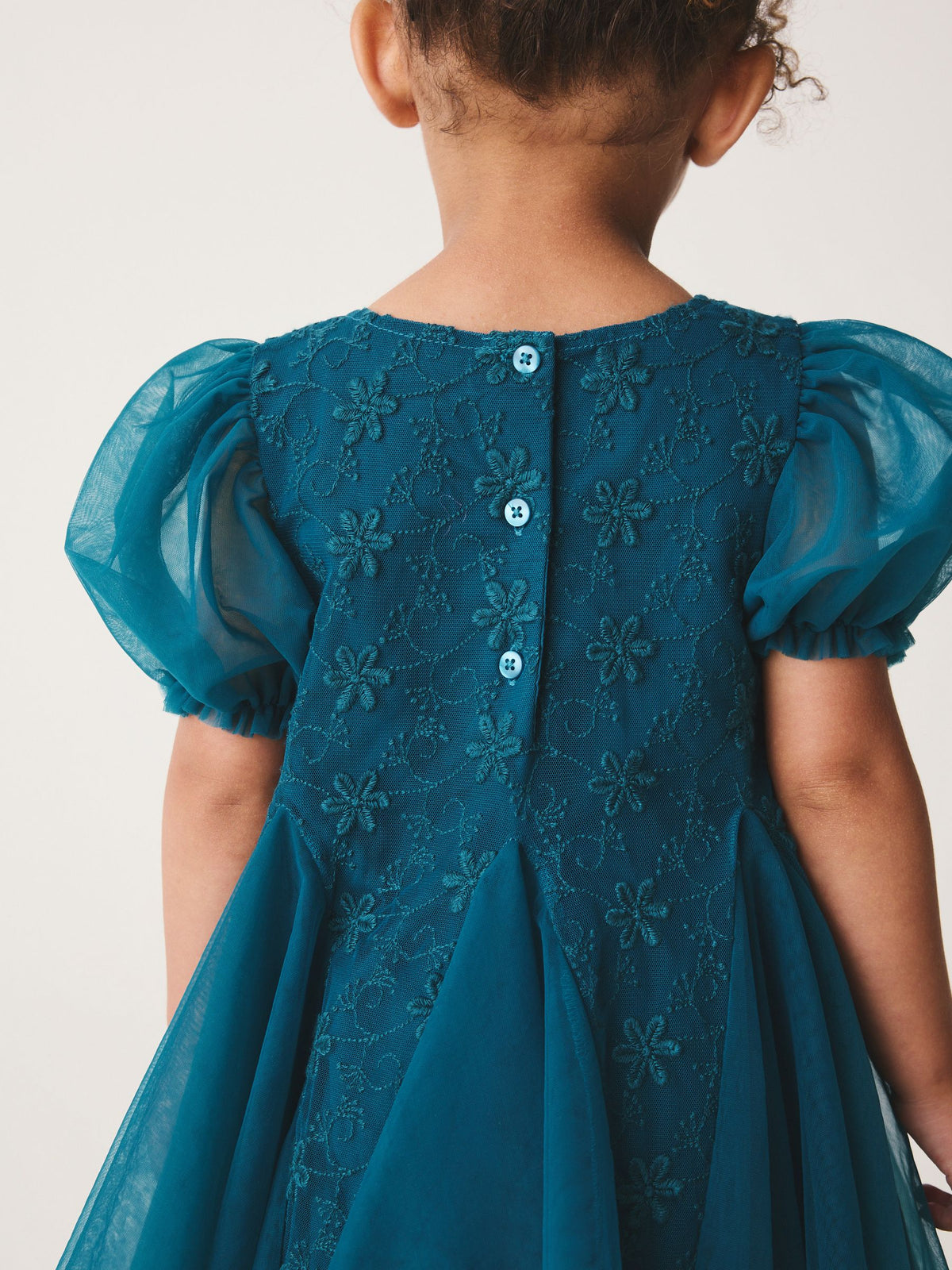 Teal Blue 3D Flower Godet Occasion Dress (3mths-8yrs) - image 8