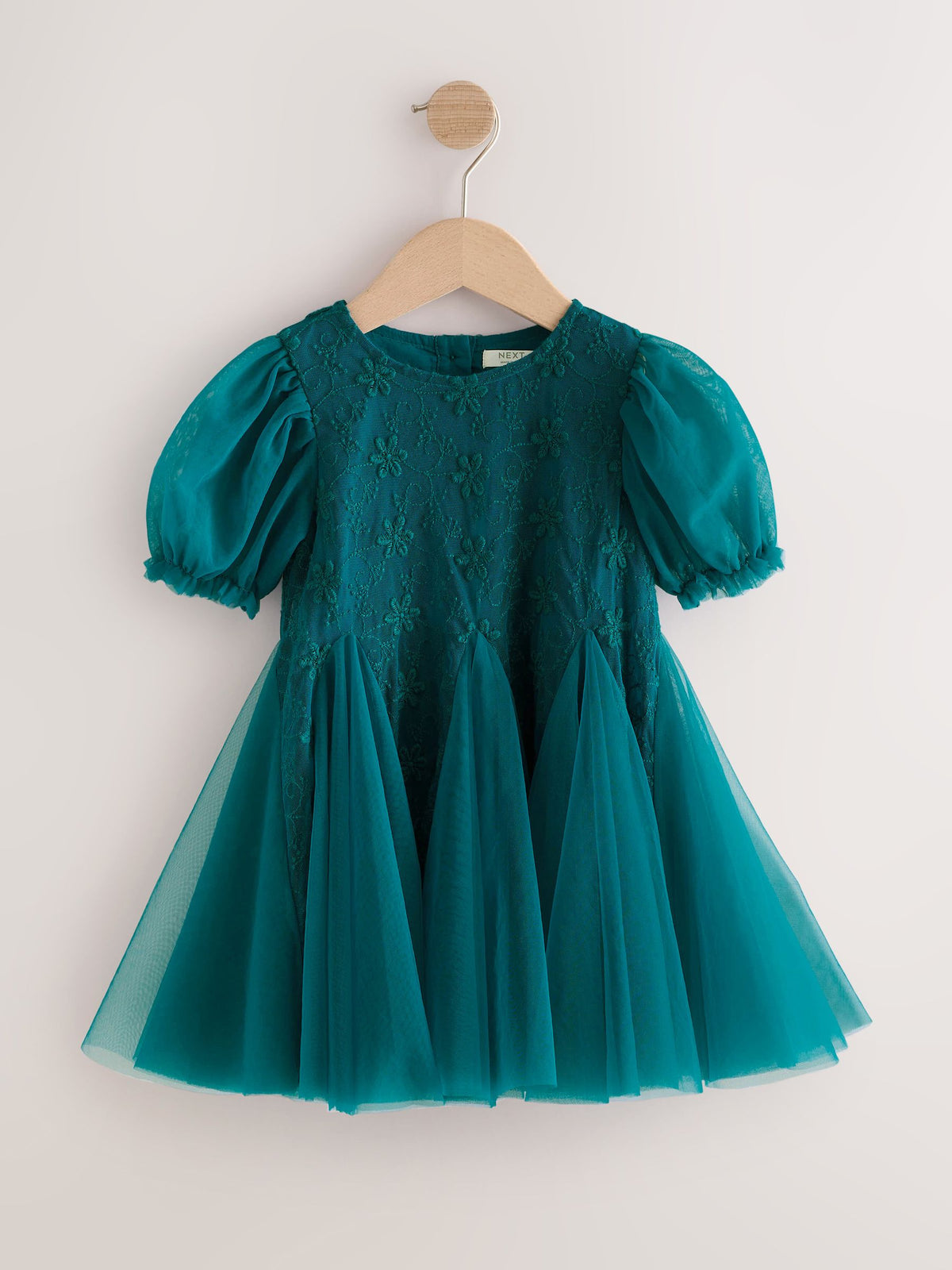 Teal Blue 3D Flower Godet Occasion Dress (3mths-8yrs) - image 9