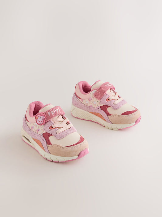 Dsiney Kidz - Pink Peppa Pig Touch Fastening Elastic Lace Bubble Trainers image 1