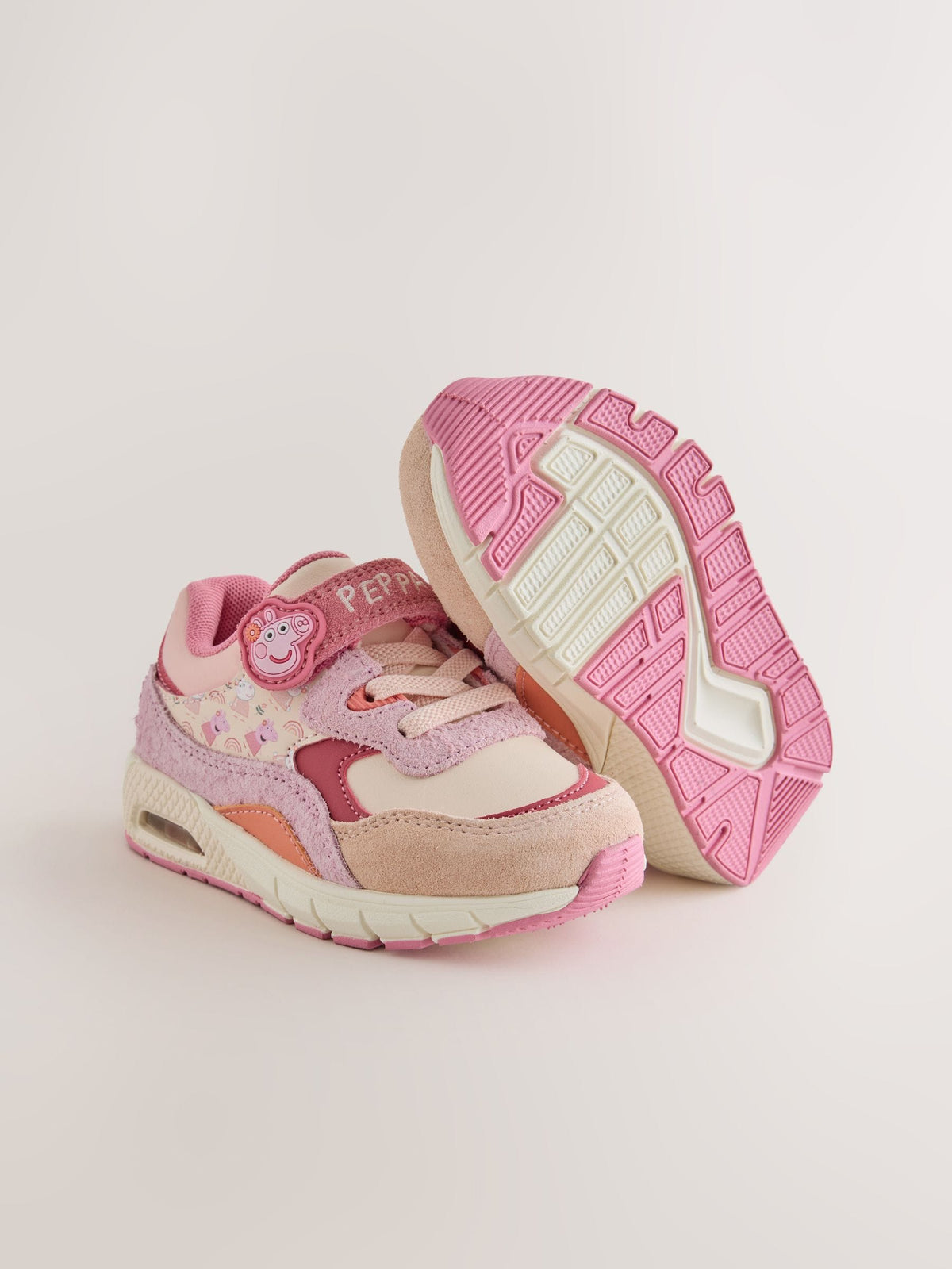 Dsiney Kidz - Pink Peppa Pig Touch Fastening Elastic Lace Bubble Trainers image 3