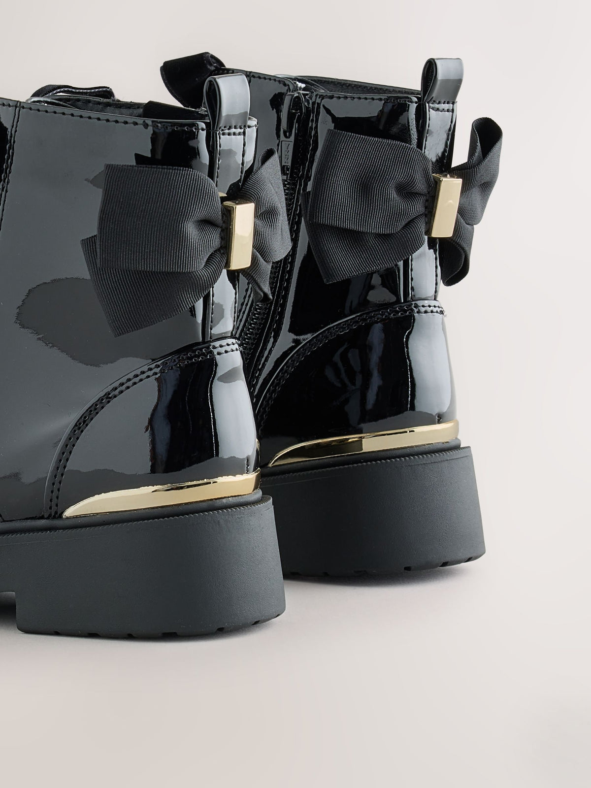 Dsiney Kidz - Black Patent Bow Detail Lace Up Ankle Boots image 4