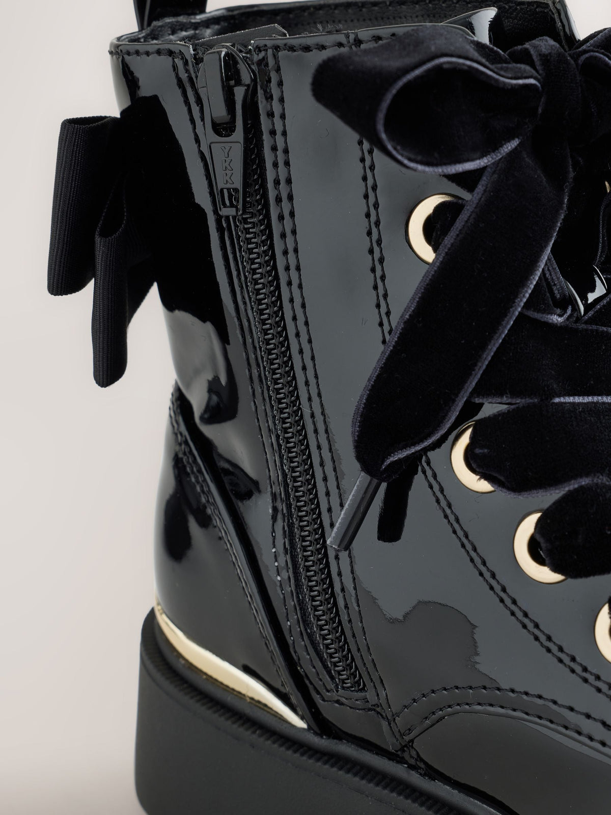 Dsiney Kidz - Black Patent Bow Detail Lace Up Ankle Boots image 5