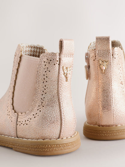 Dsiney Kidz - Pink Shimmer Standard Fit (F) Chelsea Ankle Boots image 4