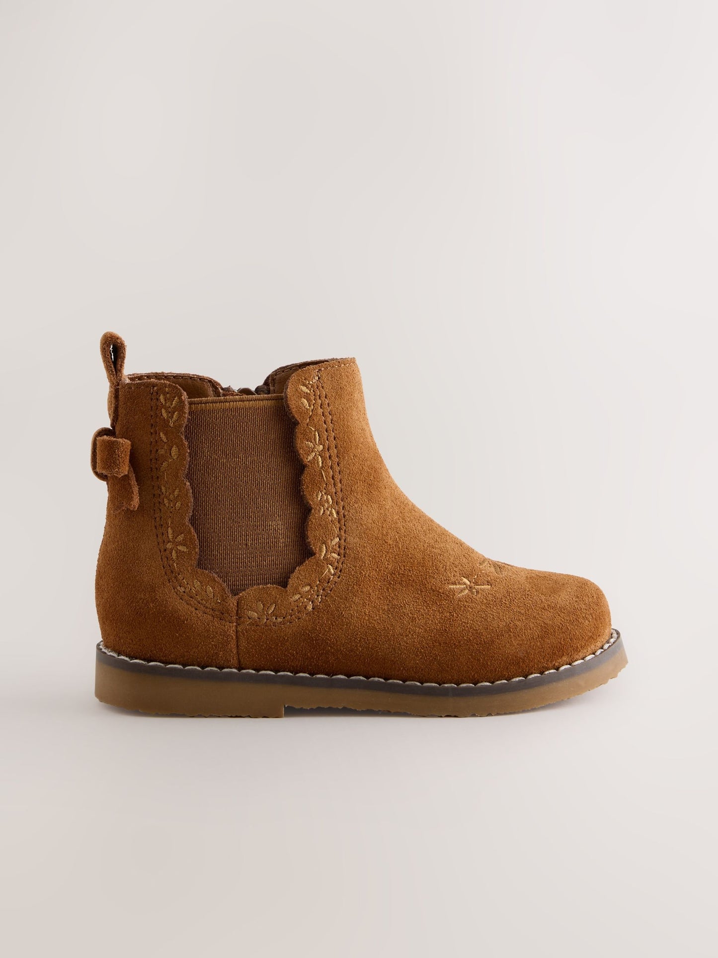 Tan Brown Suede Bow Detail Chelsea Ankle Boots image 2