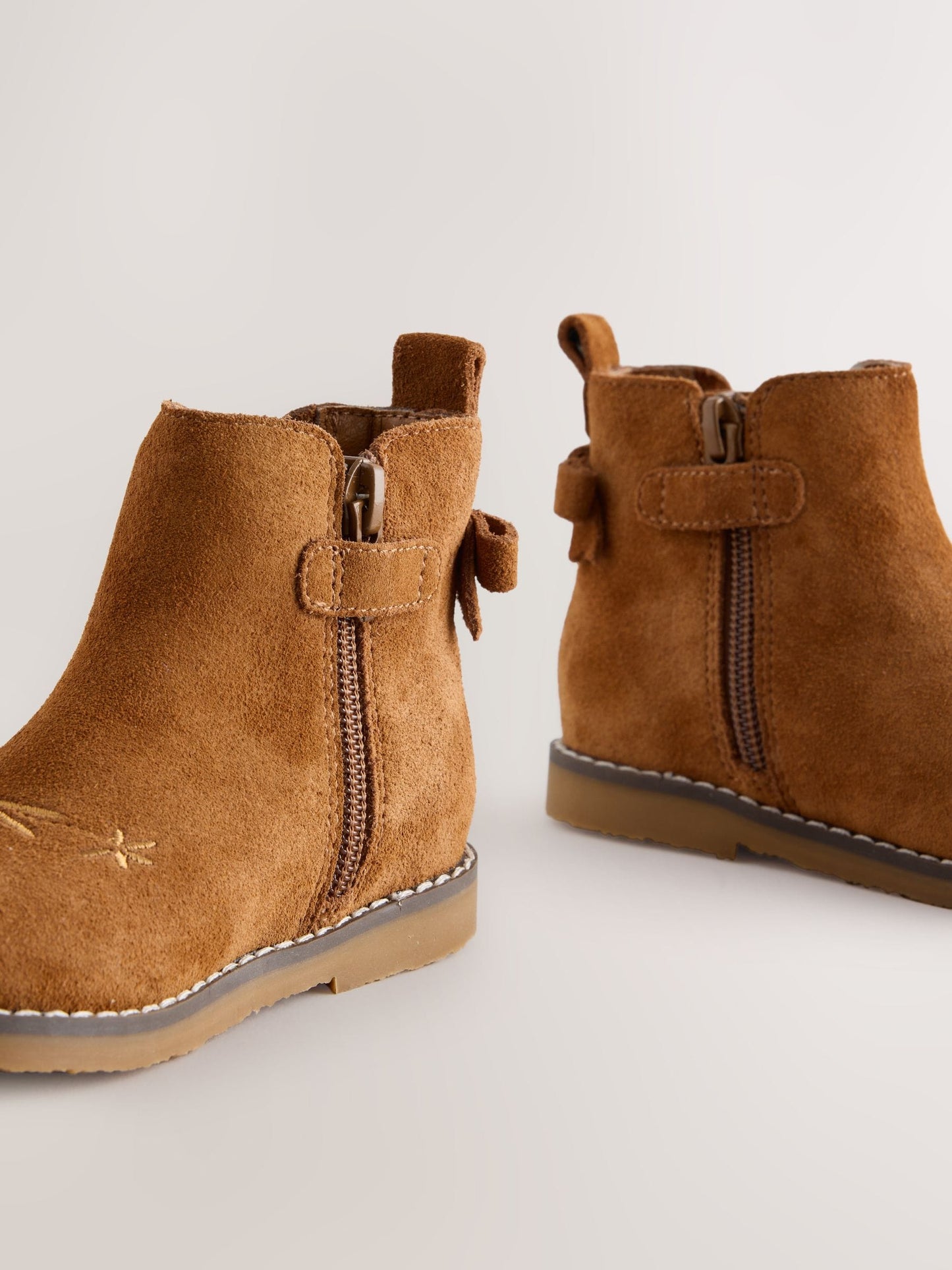 Tan Brown Suede Bow Detail Chelsea Ankle Boots image 3