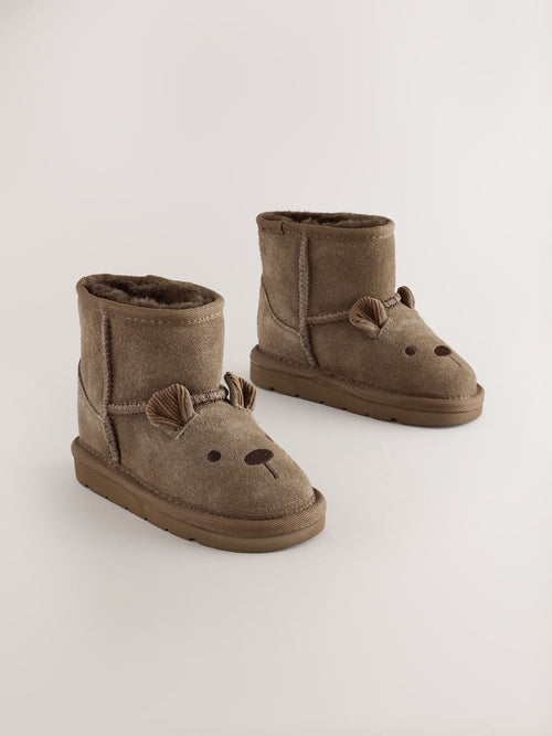 Dsiney Kidz - Chocolate Brown Bear Standard Fit (F) Water Repellent Suede Pull On Boots image 1