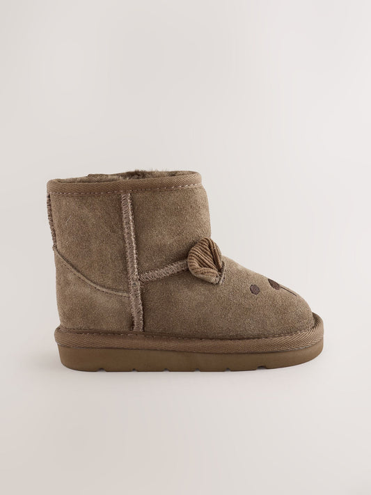 Dsiney Kidz - Chocolate Brown Bear Standard Fit (F) Water Repellent Suede Pull On Boots image 2