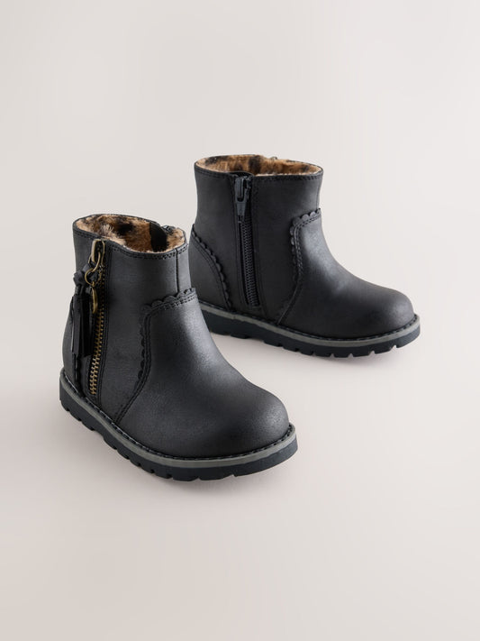 Dsiney Kidz - Black Wide Fit (G) Chelsea Zip Tassel Ankle Boots image 1