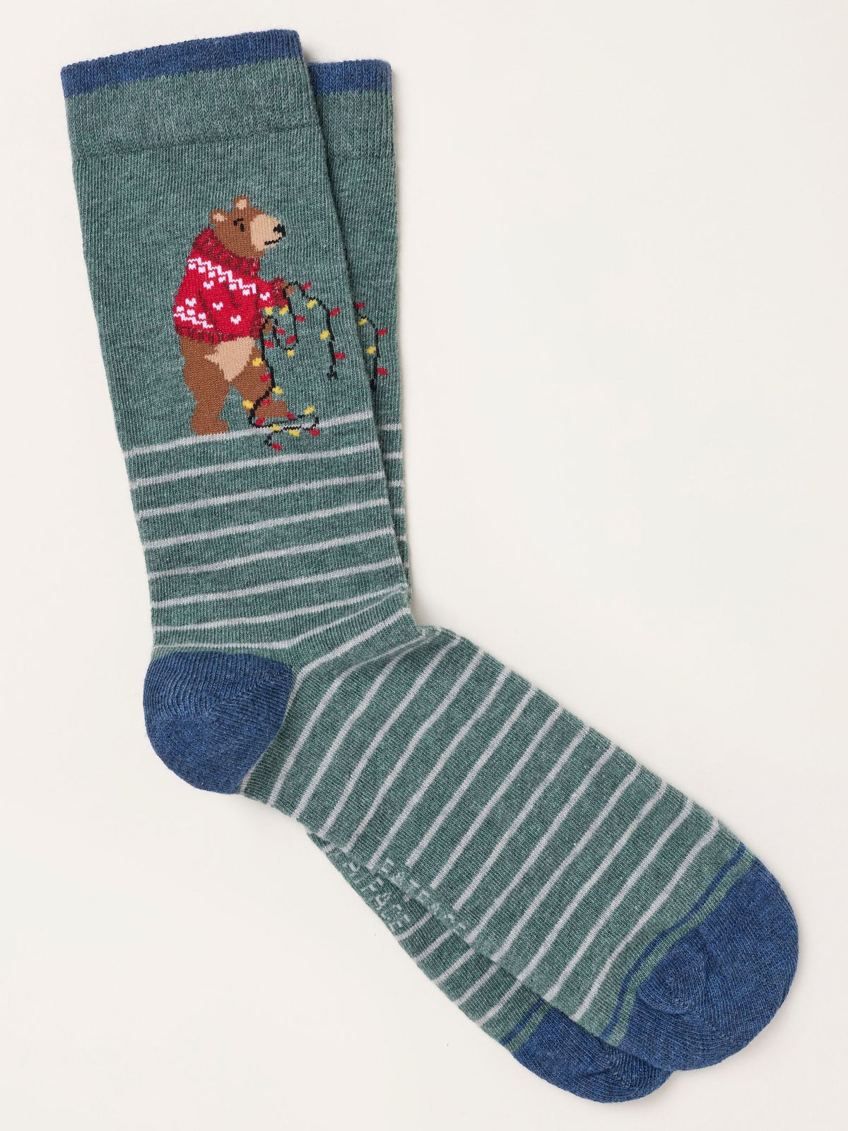 FatFace Green Christmas Bear Socks - image 1