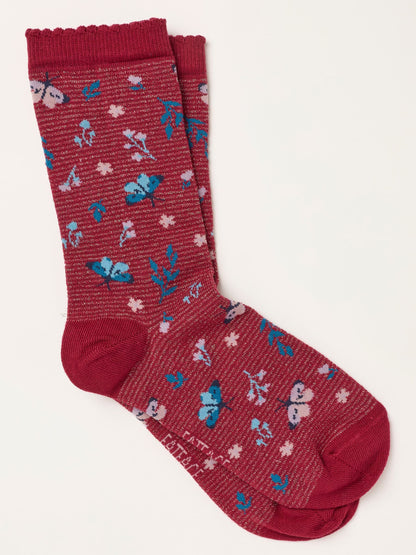 FatFace Red Sparkle Moth Socks - image 1
