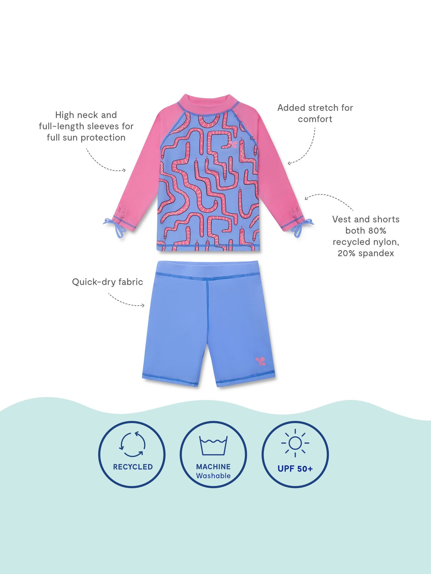 Muddy Puddles Pink UV Protective Surf Set with Shorts image 5