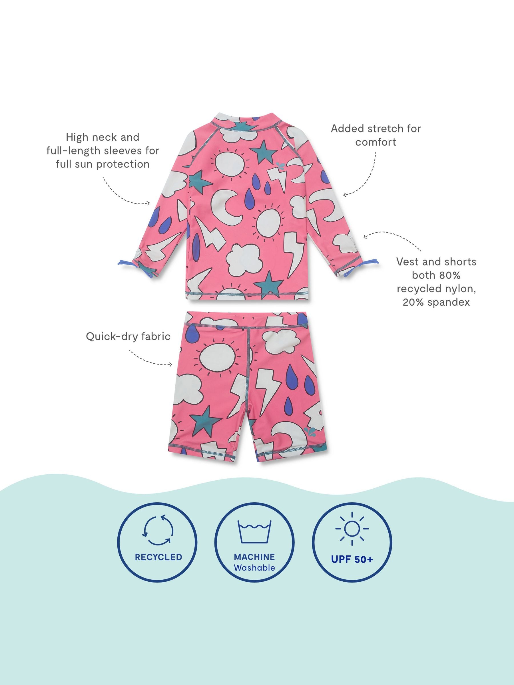 Muddy Puddles Light Pink UV Protective Surf Set with Shorts image 5