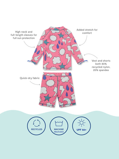 Muddy Puddles Light Pink UV Protective Surf Set with Shorts image 5