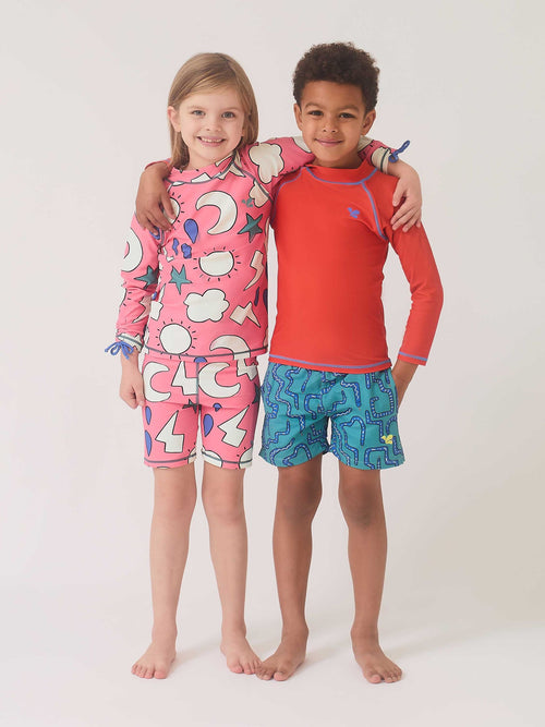 Muddy Puddles Light Pink UV Protective Surf Set with Shorts image 1
