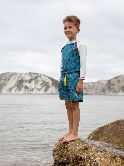 Muddy Puddles Green UV Protective Swim Shorts image 1