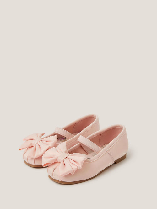 Monsoon Pink Baby Bow Satin Walker Shoes image 1