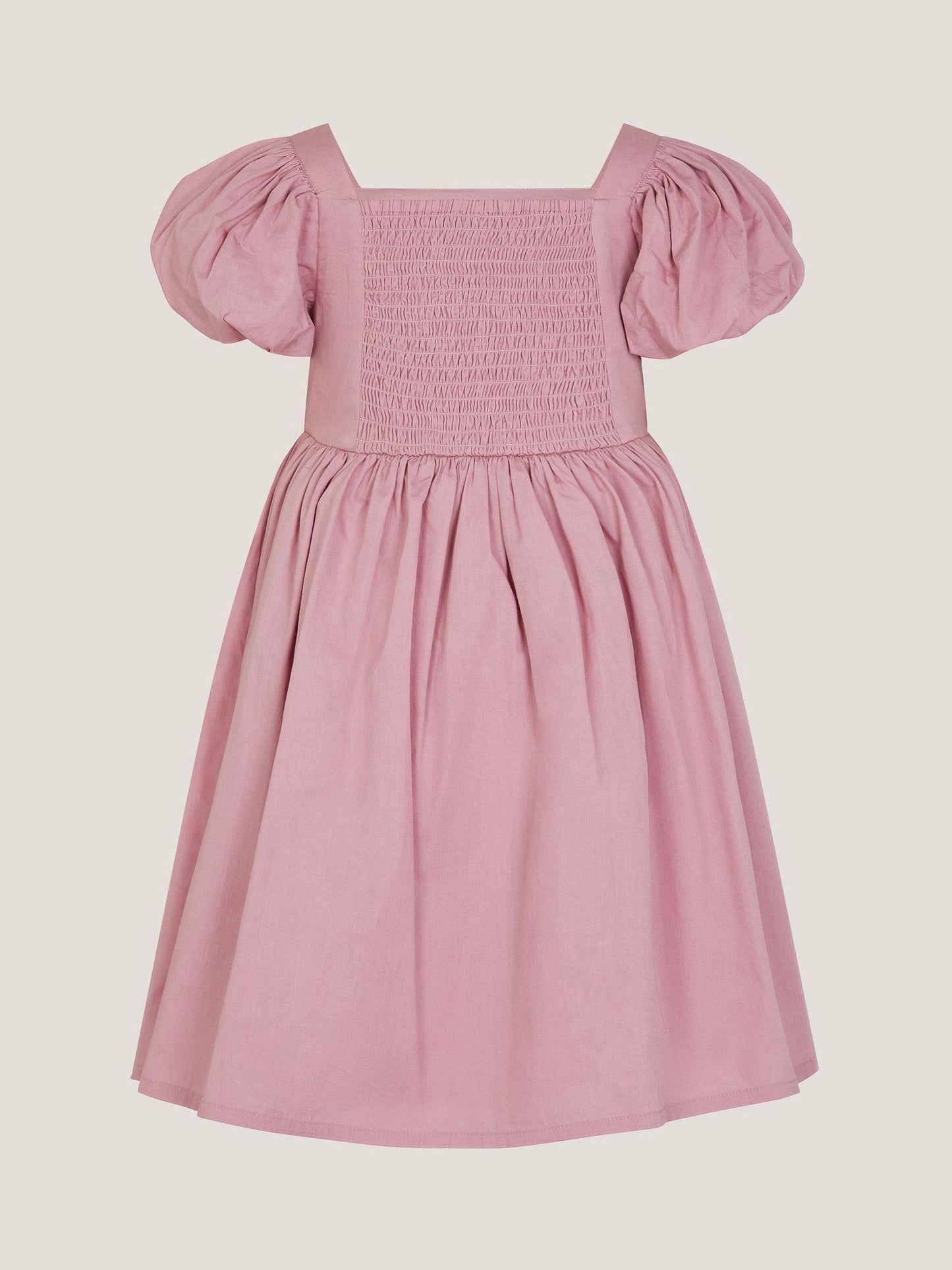 Monsoon Pink Floral Embroidered Puff Sleeve Dress image 3