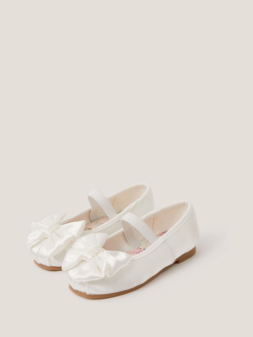 Monsoon Natural Baby Bow Satin Walker Shoes image 1