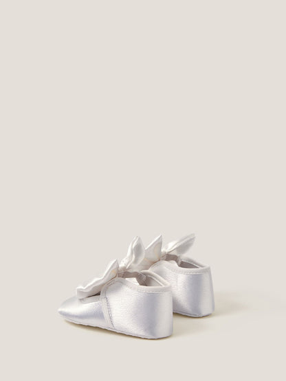 Monsoon Cream Baby Satin Bow Headband & Booties Set image 2