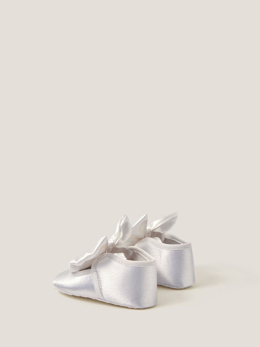 Monsoon Cream Baby Satin Bow Headband & Booties Set image 2