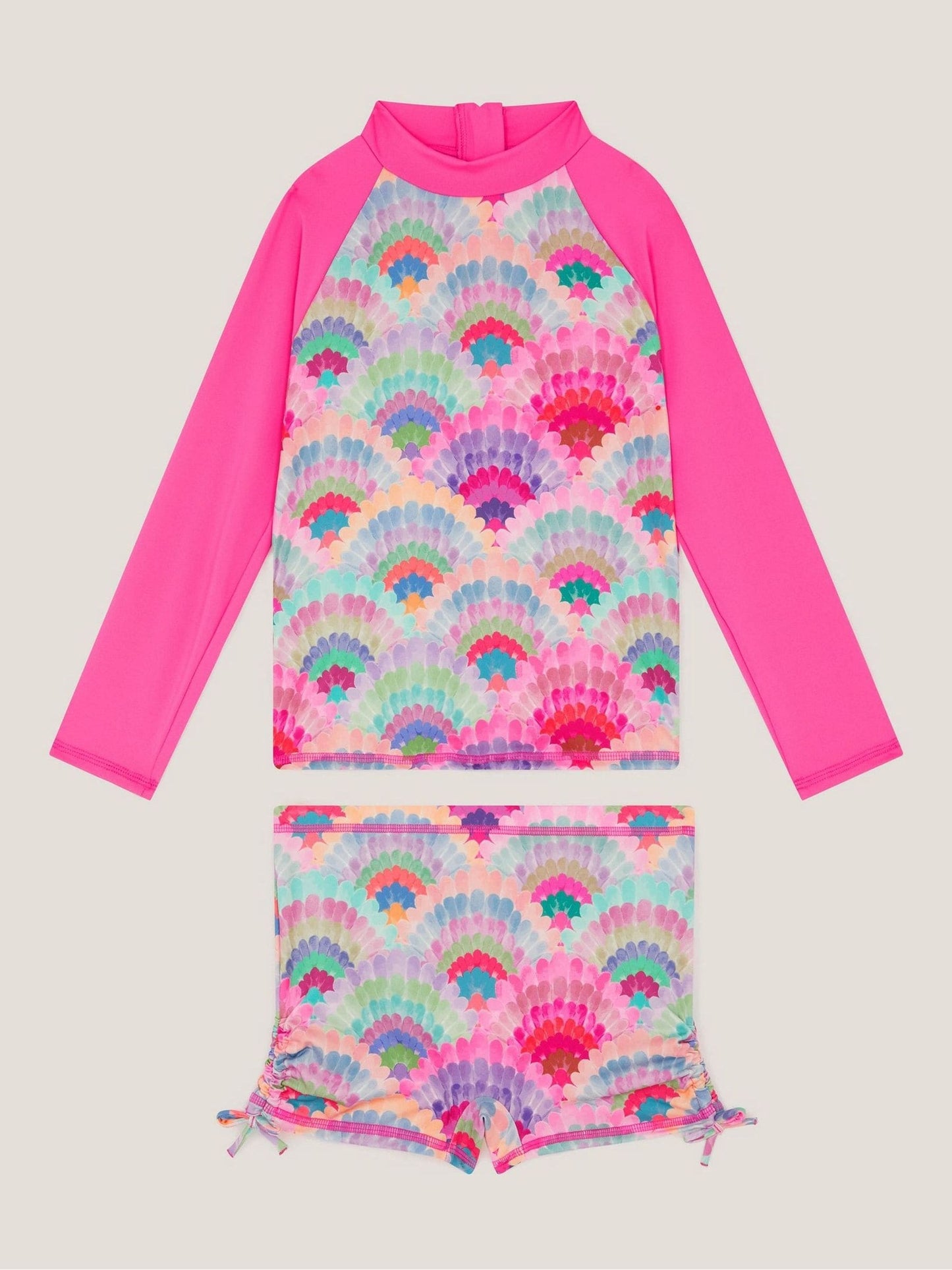 Monsoon Pink Rainbow Shell Print UPF50+ Long Sleeve Swim Set image 1