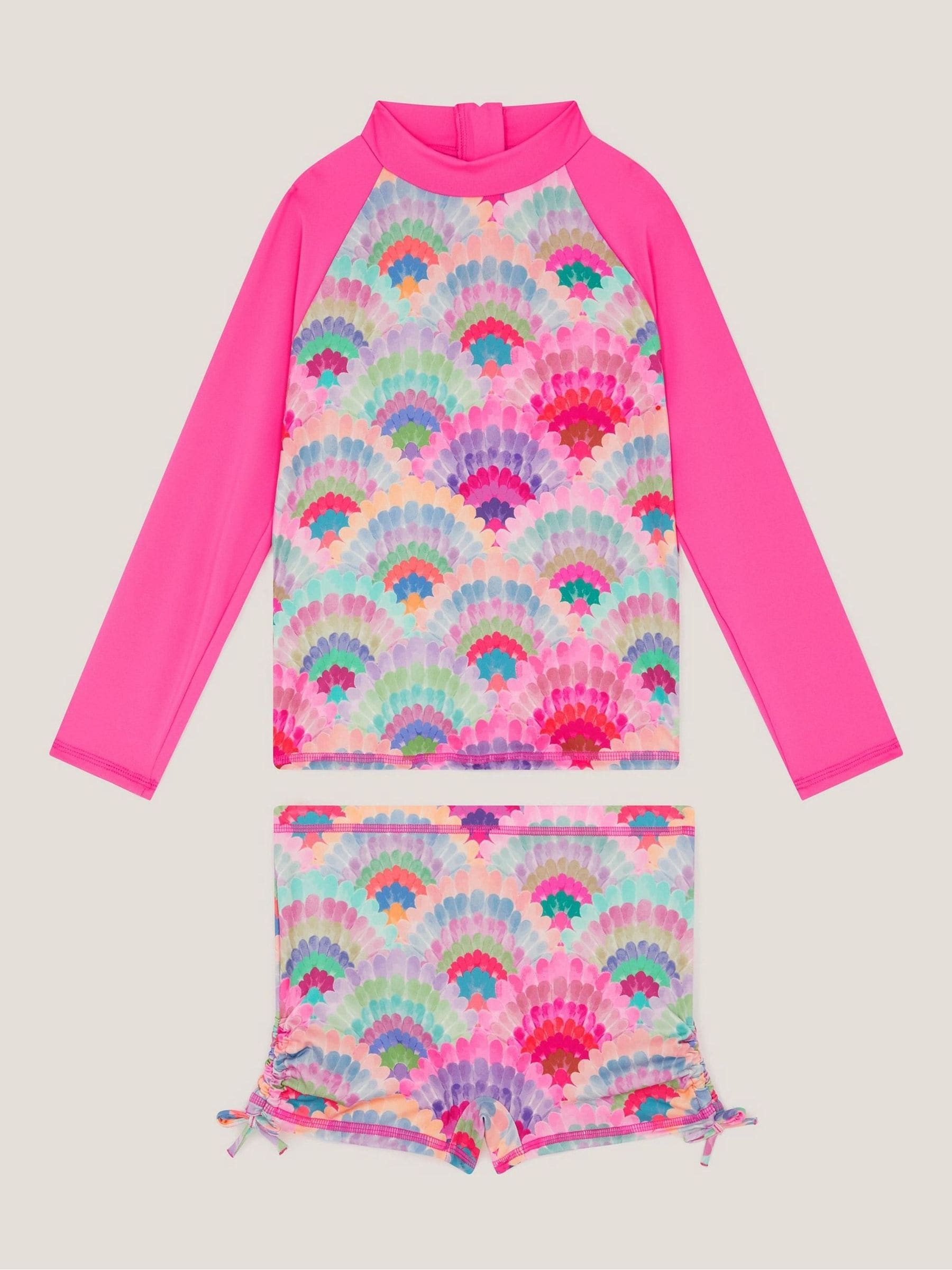 Monsoon Pink Rainbow Shell Print UPF50+ Long Sleeve Swim Set image 1