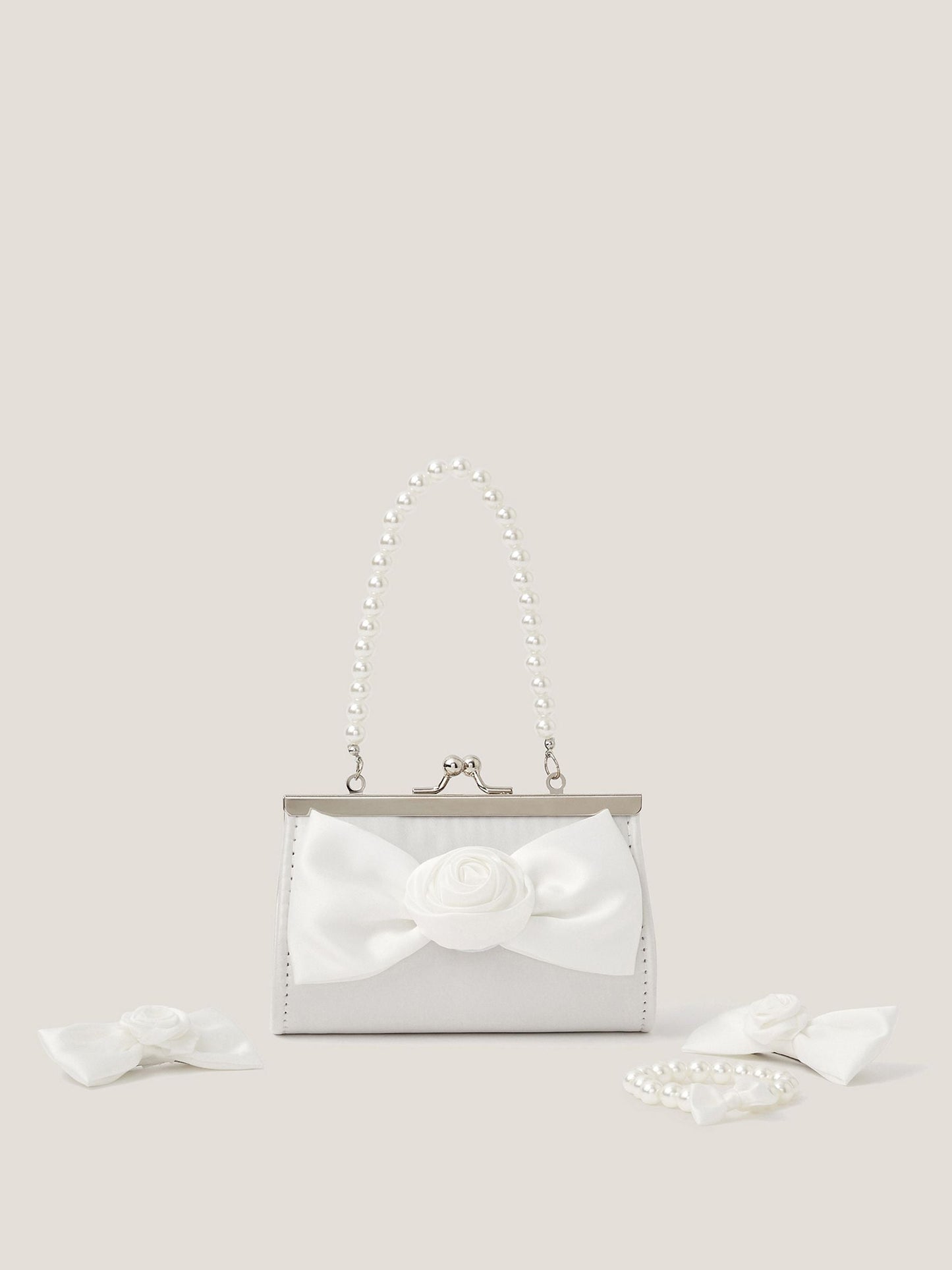 Monsoon Cream Bridesmaid Rosette Bag & Accessories Set image 1