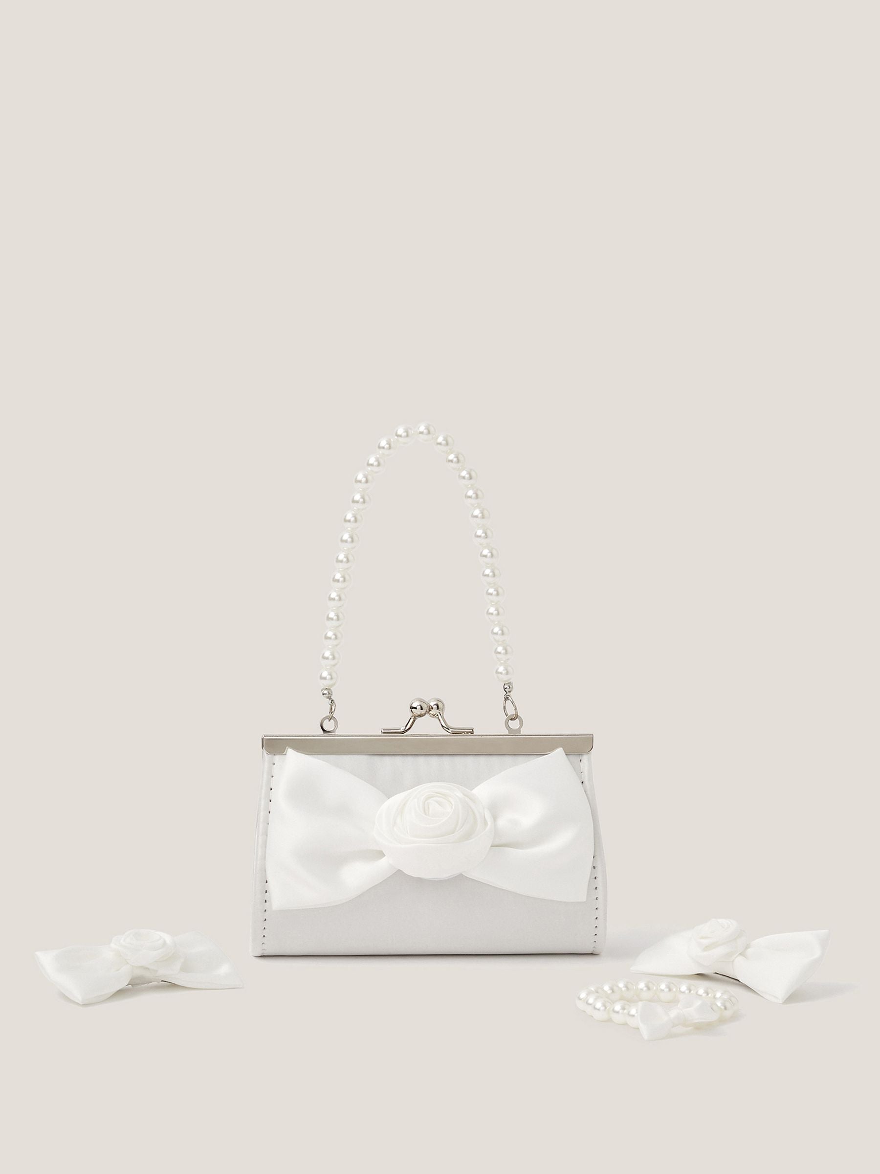 Monsoon Cream Bridesmaid Rosette Bag & Accessories Set image 1