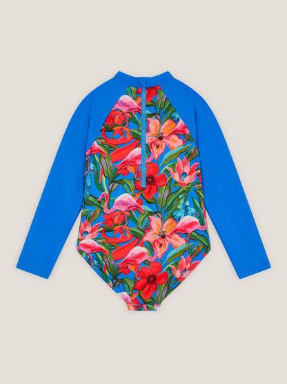 Monsoon Blue Tropical UPF50+ Long Sleeve Swimsuit image 2
