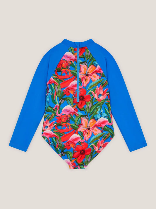 Monsoon Blue Tropical UPF50+ Long Sleeve Swimsuit image 2